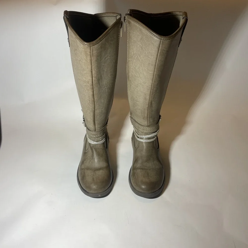 Kohls Girls Sz 2  Tan High Zip Up Boots